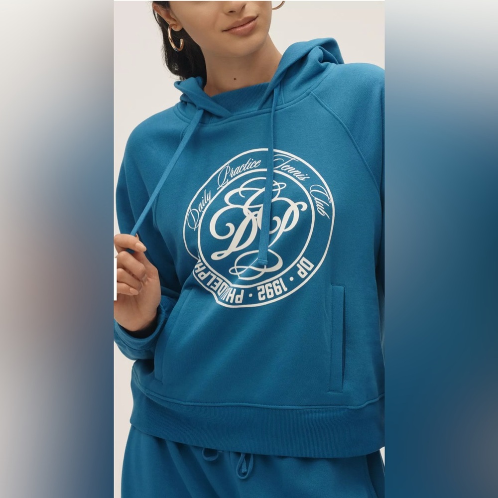Daily Practice (MSRP $108) Teal Blue Graphic Pullover Hoodie